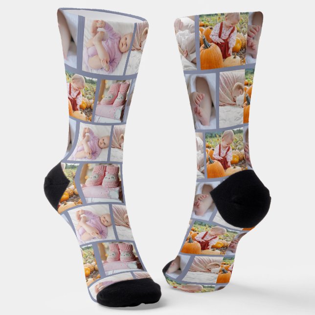 Create your own Fun 5-photo collage Crew  Socks (Angled)