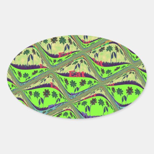 Create Your Own Fun Retro Lovely Floral Island  Oval Sticker