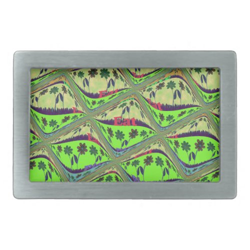 Create Your Own Fun Retro Lovely Floral Island  Rectangular Belt Buckle