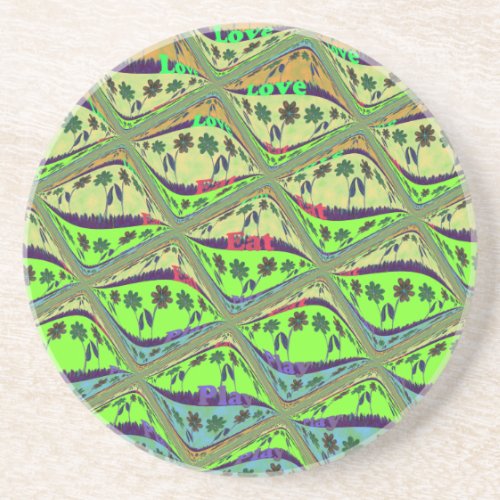 Create Your Own Fun Retro Lovely Floral Island  Sandstone Coaster