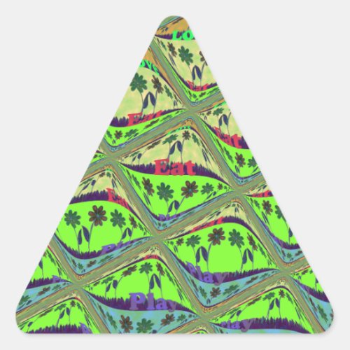 Create Your Own Fun Retro Lovely Floral Island  Triangle Sticker