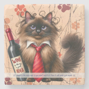 Create Your Own Funny Chocolate Birman Cat Wine Stone Coaster