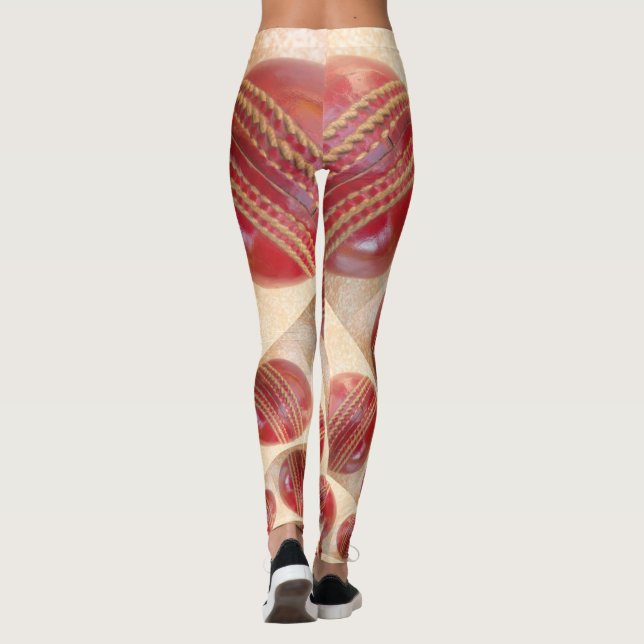 Create your own funny cricket ball sports leggings (Back)