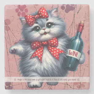 Create Your Own Funny Ms Kitty Chubby Kitten Wine Stone Coaster