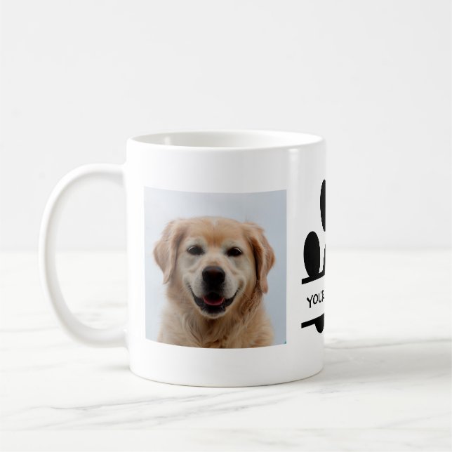 Create Your Own Funny Paw Print Dog Photo Coffee Mug (Left)