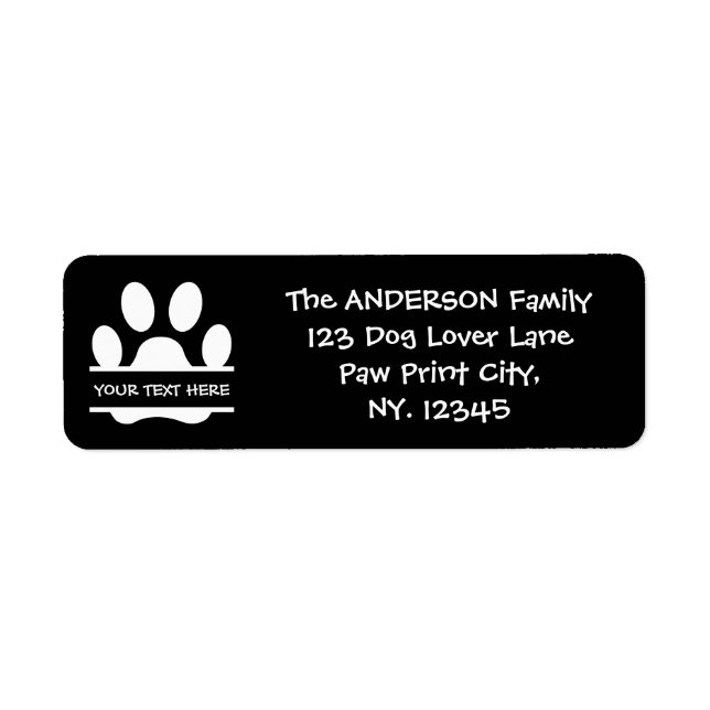 Create Your Own Funny Paw Print Label (Front)