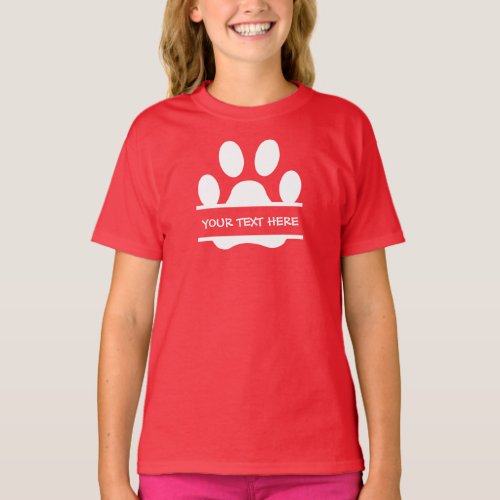 Create Your Own Funny Paw Print Personalized  T_Shirt