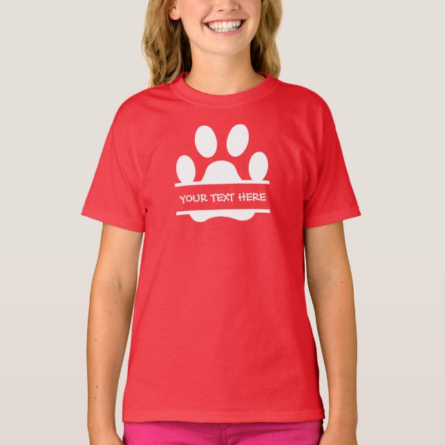 Create Your Own Funny Paw Print Personalized  T-Shirt (Front)