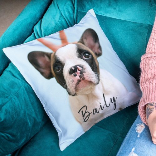 Create Your Own Funny Photo Besties Friends Dog  Throw Pillow