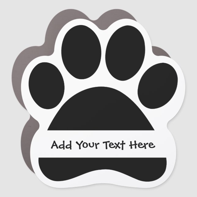 Create Your Own Funny Text Message Paw Print Car Magnet (Front)