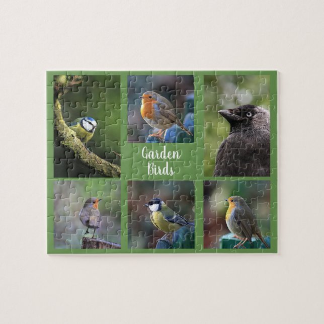 Create your own garden birds photo collage jigsaw puzzle (Horizontal)