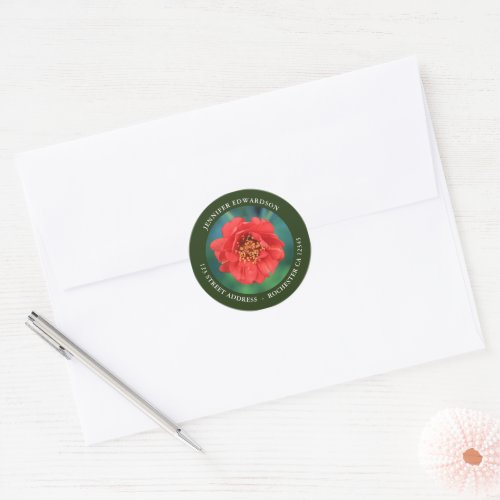 Create your own garden flower photo return address classic round sticker
