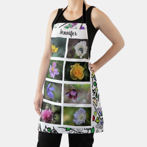 Create your own garden flowers photo collage apron