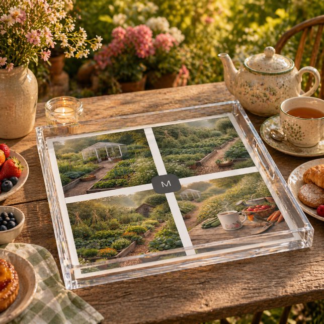 Create your own garden photos monogrammed acrylic tray (Create your own garden photos monogrammed acrylic tray/ You can add your own photos and monogram.)
