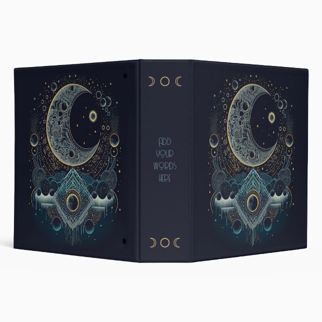 Create Your Own Geometric Celestial Moon 3 Ring Binder (Background)