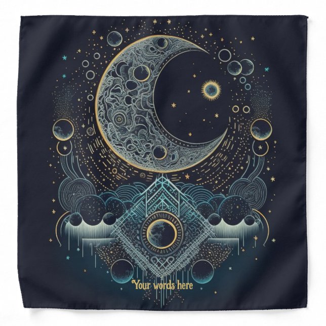 Create Your Own Geometric Celestial Moon Altar Bandana (Front)