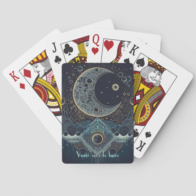 Create Your Own Geometric Celestial Moon Poker Cards (Back)