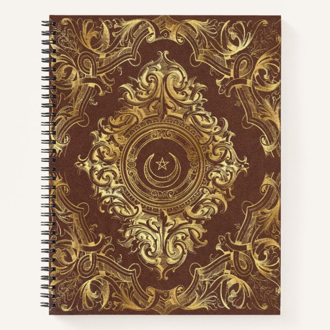 Create Your Own Gilded Crescent Brown Notebook (Front)