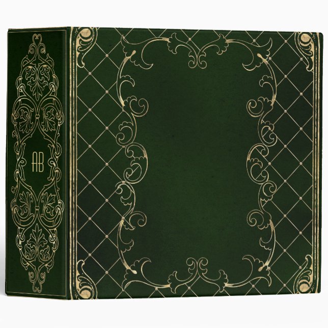 Create Your Own Gilded Dark Forest Green Notebook 3 Ring Binder (Front/Spine)