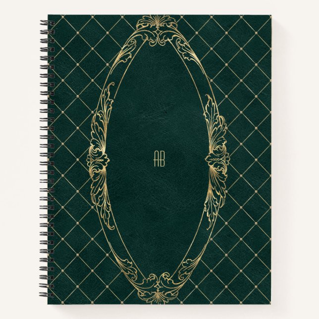 Create Your Own Gilded Dark Green Notebook (Front)