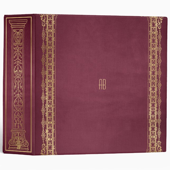 Create Your Own Gilded Fuschia Notebook 3 Ring Binder (Front/Spine)