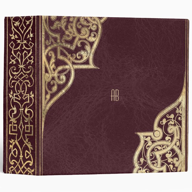 Create Your Own Gilded Maroon Red Notebook 3 Ring Binder (Front/Spine)