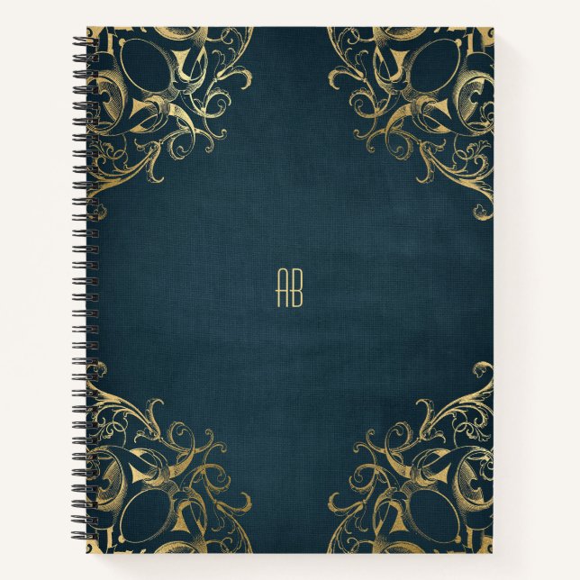 Create Your Own Gilded Navy Blue Notebook (Front)