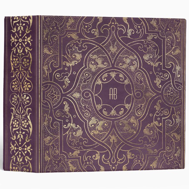 Create Your Own Gilded Plum Purple Notebook 3 Ring Binder (Front/Spine)