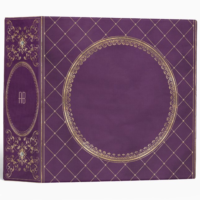 Create Your Own Gilded Purple Notebook 3 Ring Binder (Front/Spine)