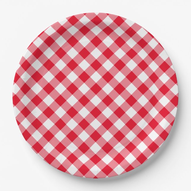 Create Your Own Gingham Country Wedding Paper Plates (Front)