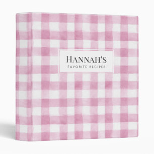 Create Your Own Gingham Minimalist Favorite Recipe 3 Ring Binder
