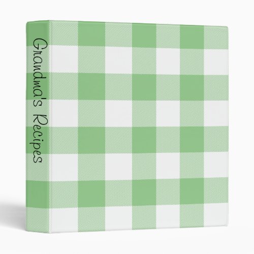 Create Your Own Gingham Pattern Family Recipe 3 Ring Binder