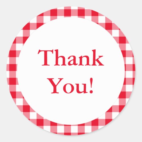 Create Your Own Gingham Thank You Classic Round Sticker