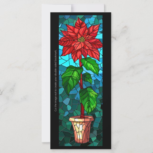 Create Your Own Glass Red Poinsettia Bookmark Card (Front)
