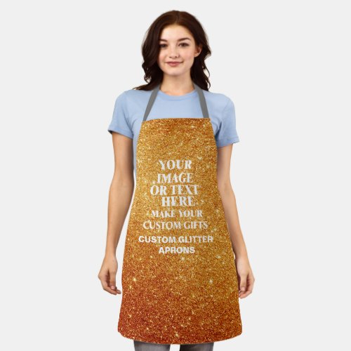 Create Your Own Glitter Custom Womens Gold Aprons