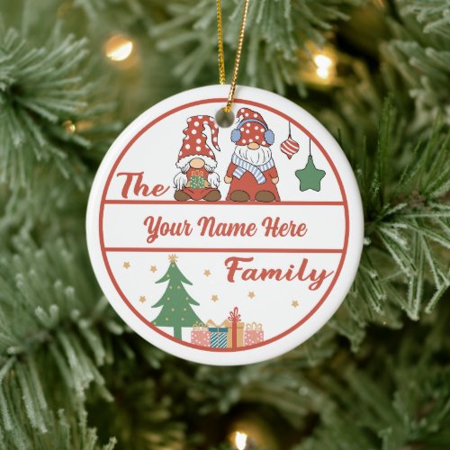 Create Your Own Gnome Family Name  Year Christmas Ceramic Ornament