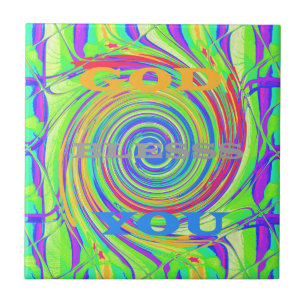 Create Your Own God Bless You Inspirational Text Ceramic Tile