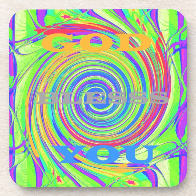 Create Your Own God Bless You Inspirational Text Drink Coaster (Front)