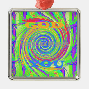 Create Your Own God Bless You Inspirational Text Metal Ornament