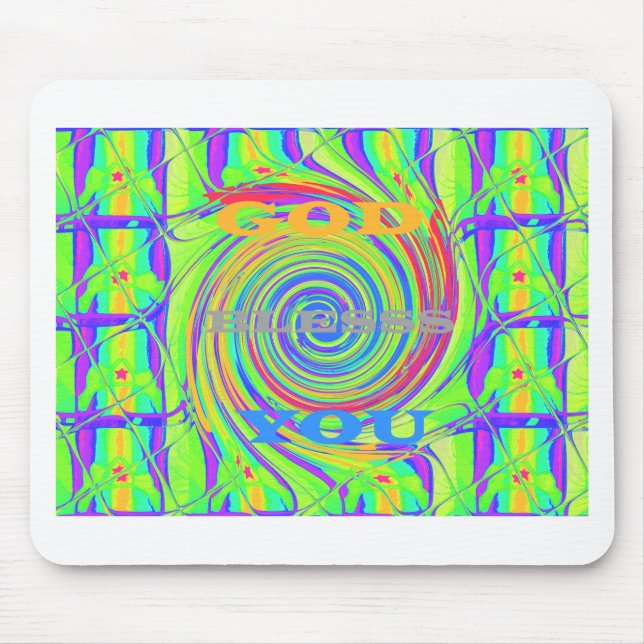 Create Your Own God Bless You Inspirational Text Mouse Pad (Front)