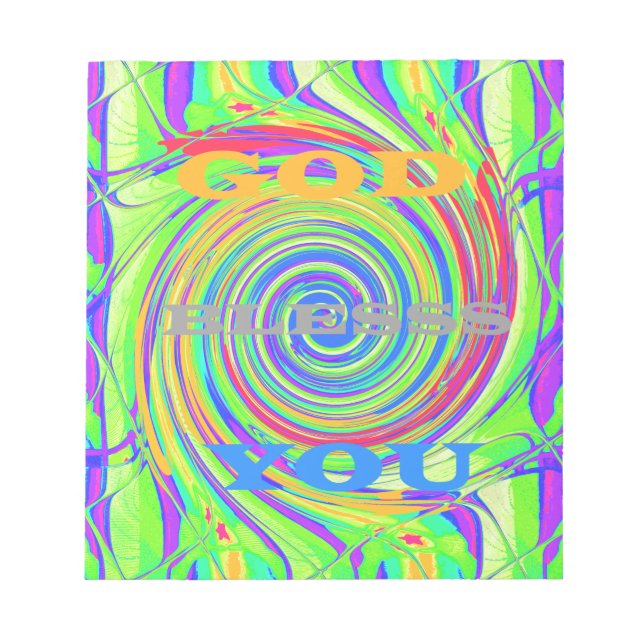 Create Your Own God Bless You Inspirational Text Notepad (Front)