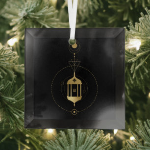 Create Your Own Gold Arcane Hermit Tarot Glass Ornament