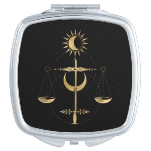 Create Your Own Gold Arcane Justice Tarot Compact Mirror