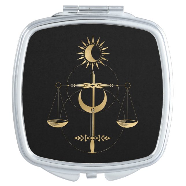 Create Your Own Gold Arcane Justice Tarot Compact Mirror (Front)