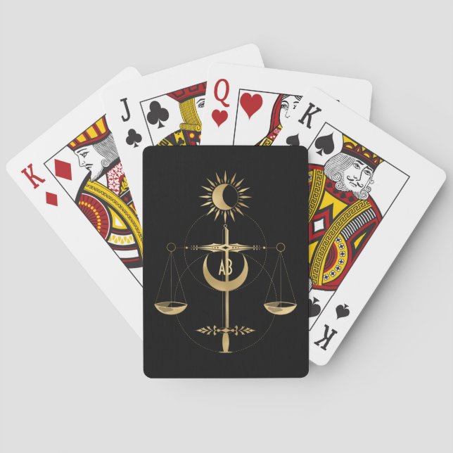 Create Your Own Gold Arcane Justice Tarot Poker Cards (Back)