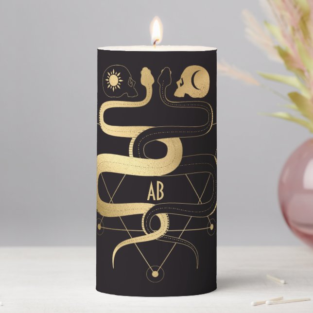 Create Your Own Gold Arcane Lovers Tarot Pillar Candle (In Situ)