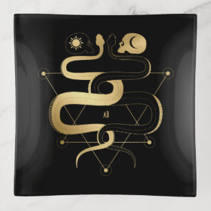 Create Your Own Gold Arcane Lovers Tarot Trinket Tray
