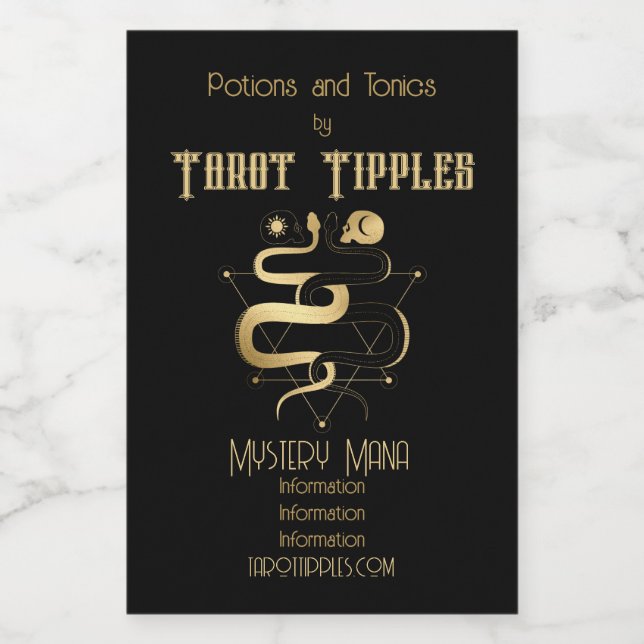 Create Your Own Gold Arcane Lovers Tarot Wine Label (Single Label)