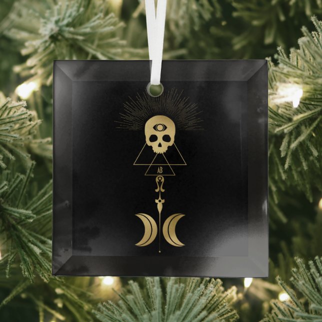Create Your Own Gold Arcane Magician Tarot Glass Ornament (Insitu)