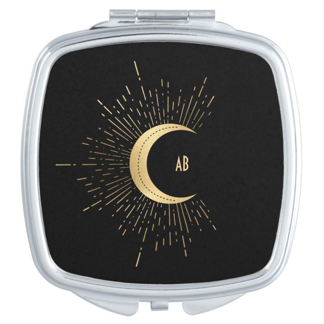 Create Your Own Gold Arcane Moon Tarot Compact Mirror (Front)